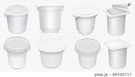 Plastic yoghurt pot isolated on white background. 66500717