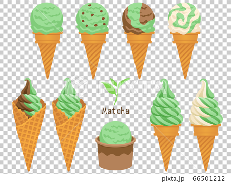Illustration Set Of Matcha Ice Cream And Soft Stock Illustration