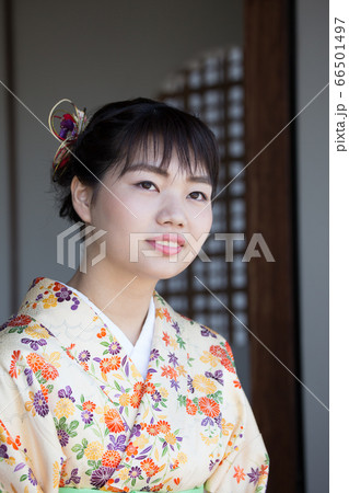 和服を着た女性ポートレート 66501497