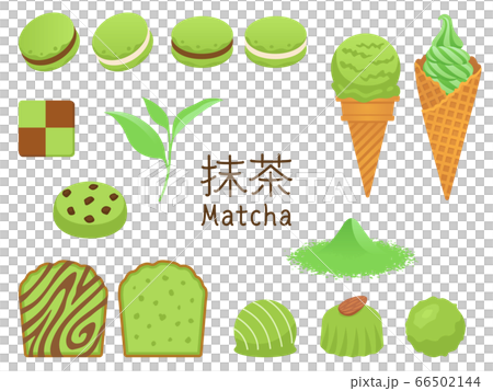 抹茶スイーツのイラストセット 抹茶スイーツのイラストセット 66502144