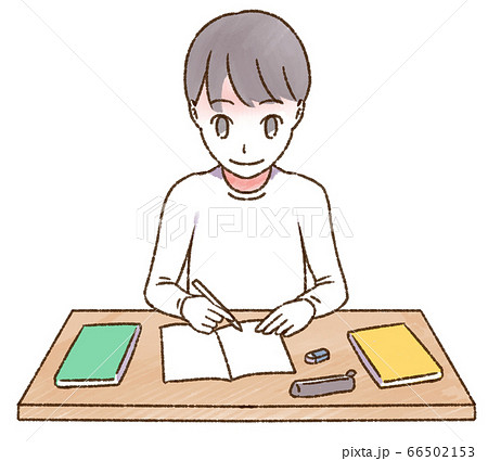勉強するこども 笑顔 書くのイラスト素材