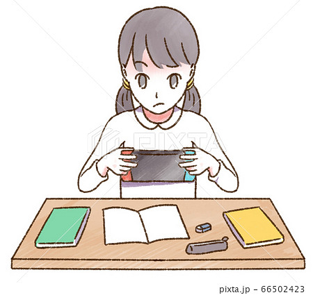 勉強するこども 怒る ゲームしているのイラスト素材 勉強するこども 怒る ゲームしているのイラスト素材