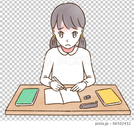 Studying child sad writing - Stock Illustration [66502432] - PIXTA