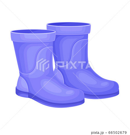 Pair of Blue Rubber Boots for Walking Outside in Rainy Weather Vector Illustration 66502679