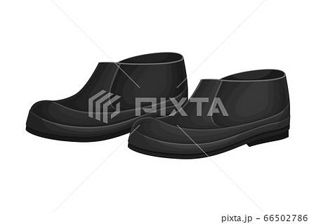 Pair of Black Rubber Boots or Galosh for Walking Outside in Rainy Weather Vector Illustration 66502786