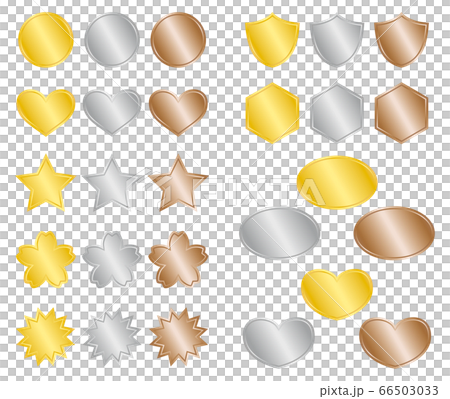 金銀銅のシール・ラベル・アイコン　セット 66503033