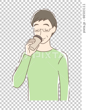 A man drinking a take-out coffee 66503111