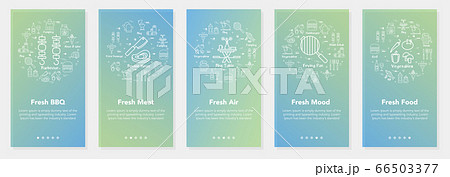 Vertical vector bbq and picnic summer five banners - fresh BBQ, mood and air 66503377