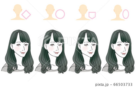 顔型別ヘアスタイルイラストのイラスト素材