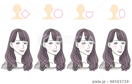 顔型別ヘアスタイルイラストのイラスト素材