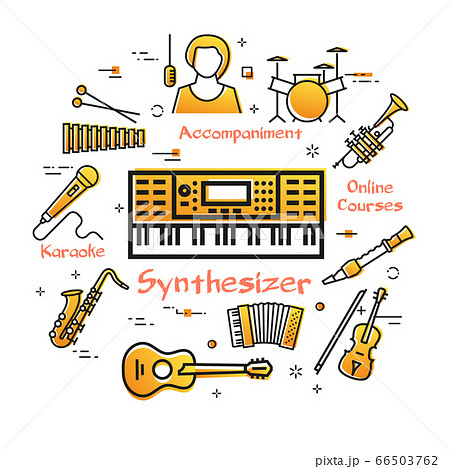 Vector linear banner for music - Synthesizer playing 66503762