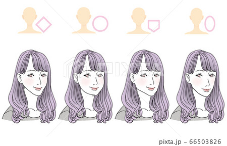 顔型別ヘアスタイルイラストのイラスト素材