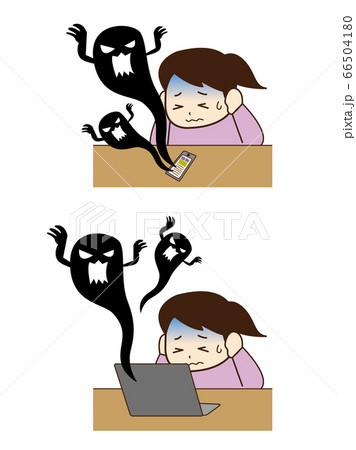 Sns 誹謗中傷 炎上イラスト 女性 のイラスト素材
