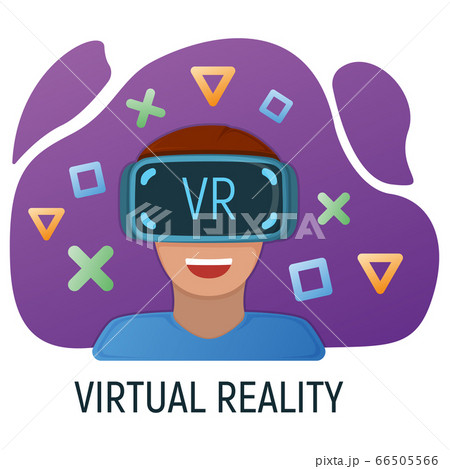Male character in virtual reality glasses, modern 66505566