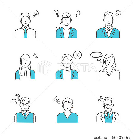悩んでいる会社員・表情セット 66505567