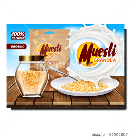 Muesli Granola Bright Promotional Poster Vector 66505807