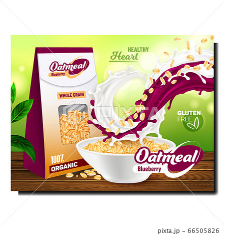 Oatmeal With Blueberry Promotional Banner Vector 66505826