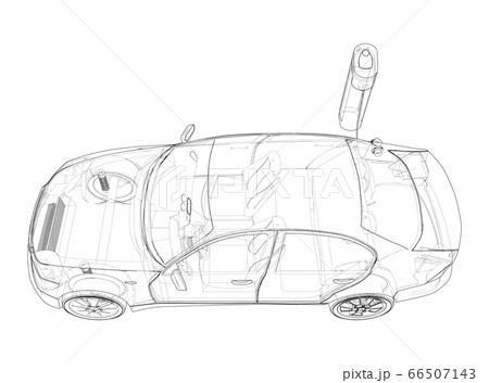 Electric Vehicle Charging Station Sketch. Vector 66507143
