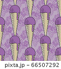 Grape ice cream in a waffle cone. 66507292