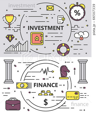 Vector set of thin line design, Investment, Finance concept banners Vector set of thin line design, Investment, Finance concept banners 66507339