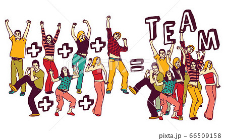 Team group happy young people color isolate white 66509158