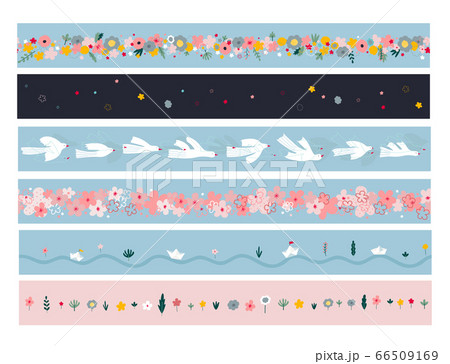 Cute Borders Vector Illustrations With Flowers のイラスト素材