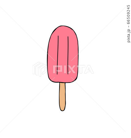 Vector sketch colored pink fruit ice cream Vector sketch colored pink fruit ice cream 66509245