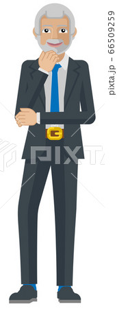 Mature Business Man Thinking Mascot Concept 66509259
