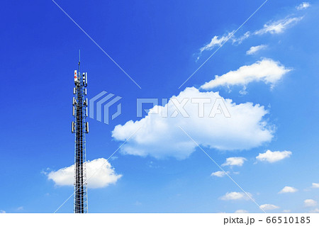 Telecommunication tower with 5G cellular network antenna. Cell 66510185