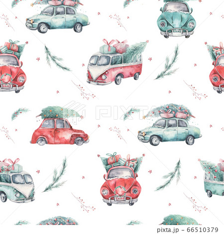 Watercolor Christmas Holiday Seamless Pattern のイラスト素材