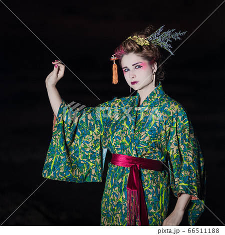 European woman in Geisha kimono 66511188