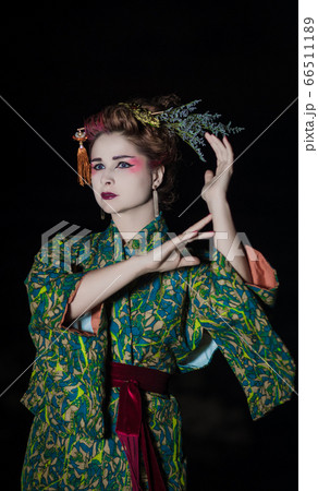 European woman in Geisha kimono 66511189