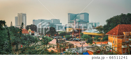 View of Malacca City, Malaysia, skyline panorama. 66511241