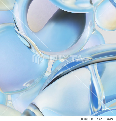Levitating water drops. Background of beautiful water drops. 3D rendering 66511689