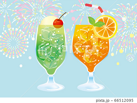 クリームソーダとジュースのイラスト クリームソーダとジュースのイラスト 66512095