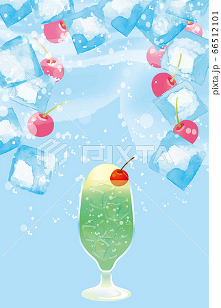 氷とクリームソーダの背景素材のイラスト素材