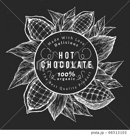 Hand Drawn Cocoa Design Template Vector Cacaoのイラスト素材