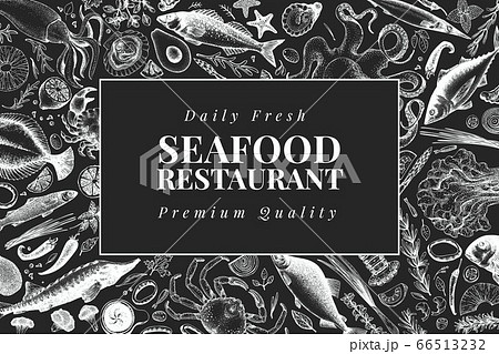 Hand drawn seafood design template. Vector Hand drawn seafood design template. Vector 66513232