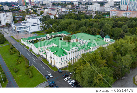 Drone view of Rastorguev Kharitonov palase, Yekaterinburg City, Russia 66514479