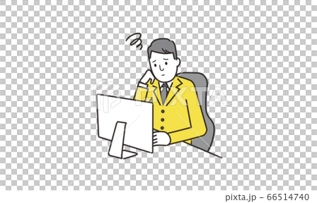 Illustration of a businessman worried in front of a personal computer Illustration of a businessman worried in front of a personal computer 66514740