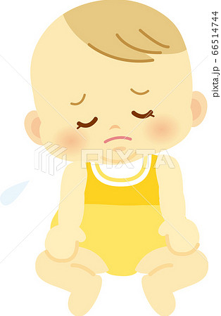 ベビー服を着たお疲れ顔の赤ちゃん ベビー全身イラスト08のイラスト素材