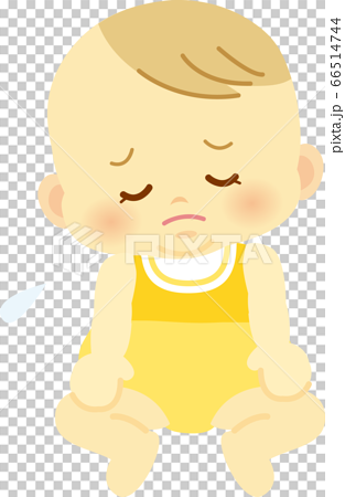 ベビー服を着たお疲れ顔の赤ちゃん ベビー全身イラスト08のイラスト素材