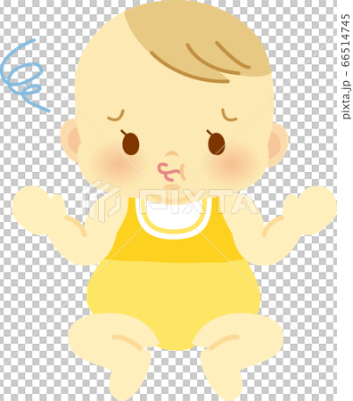 ベビー服を着たスネ顔の赤ちゃん ベビー全身イラスト07のイラスト素材