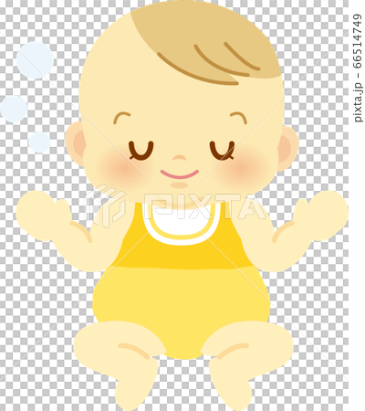 ベビー服を着た眠り顔の赤ちゃん ベビー全身イラスト04のイラスト素材