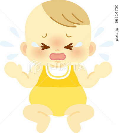 ベビー服を着た泣き顔の赤ちゃん ベビー全身イラスト03のイラスト素材