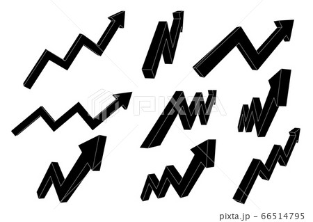 Financial indication arrows. Up black flat signs 66514795