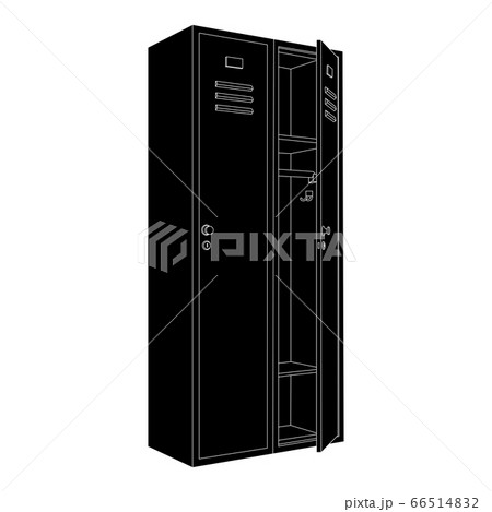 Lockers with one open door. Black outline drawingのイラスト素材 [66514832] - PIXTA