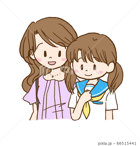 明るい笑顔の母と娘 66515441