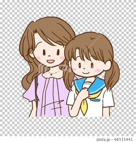 明るい笑顔の母と娘 66515441