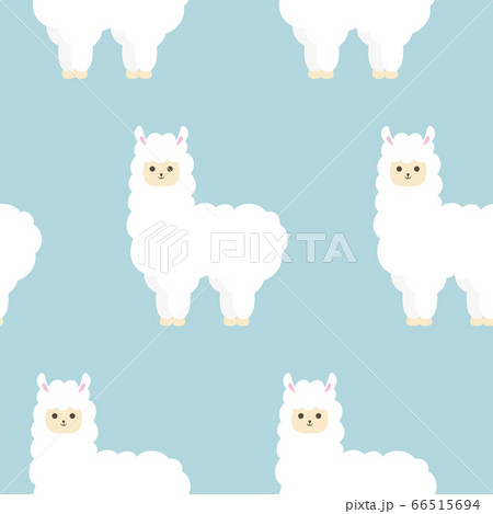 アルパカのシームレスパターン　ブルー 66515694